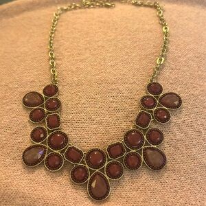 Fashion eye catching brown stone gold tone necklace